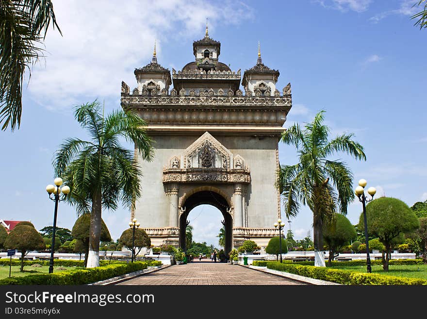 The Victory gate in Vientiane, Laos