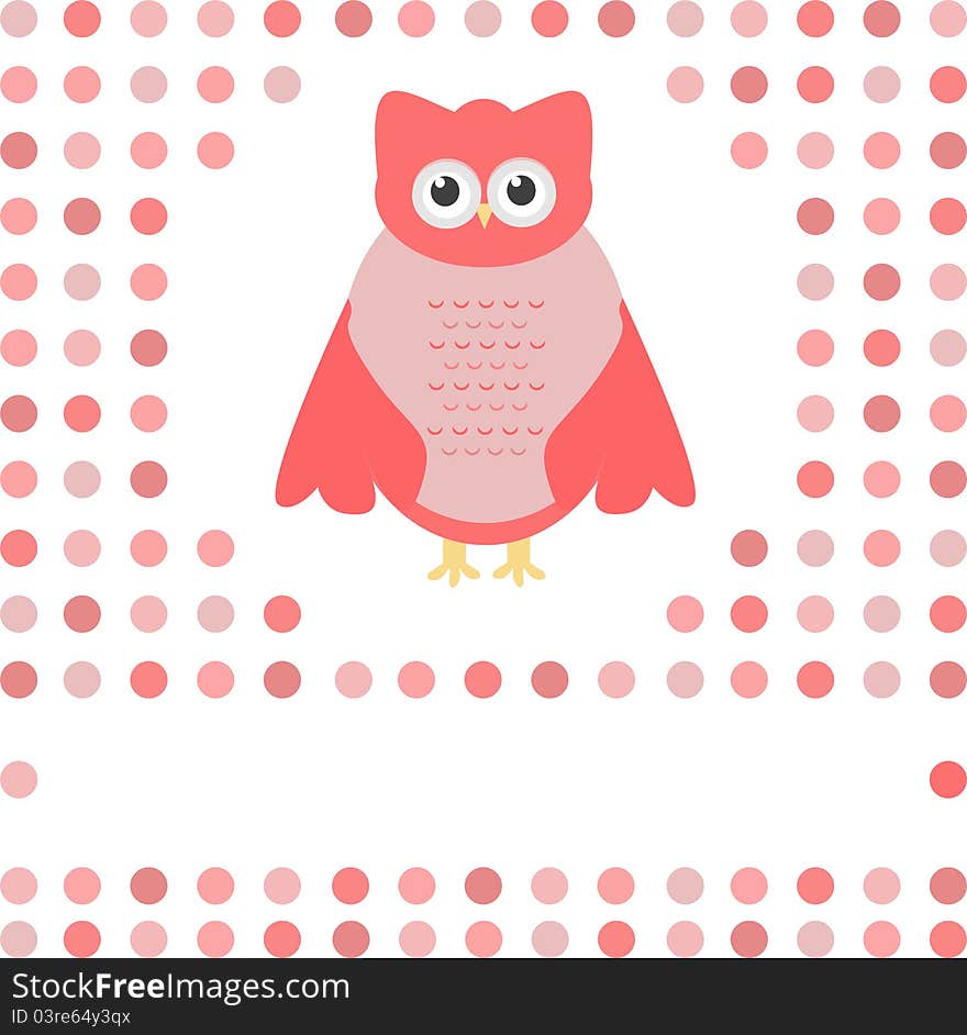 Cute owl card. Baby girl arrival announcement card vector