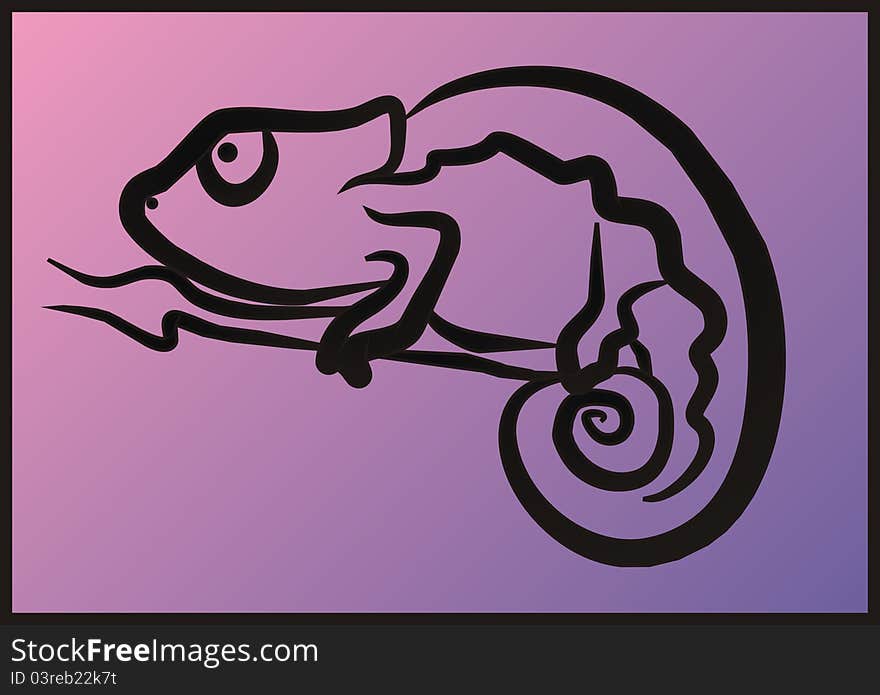 Image of a chameleon on a violet background. Vector illustration. Image of a chameleon on a violet background. Vector illustration.