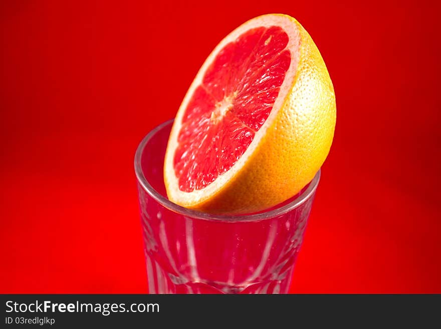 Grapefruit on top of glass