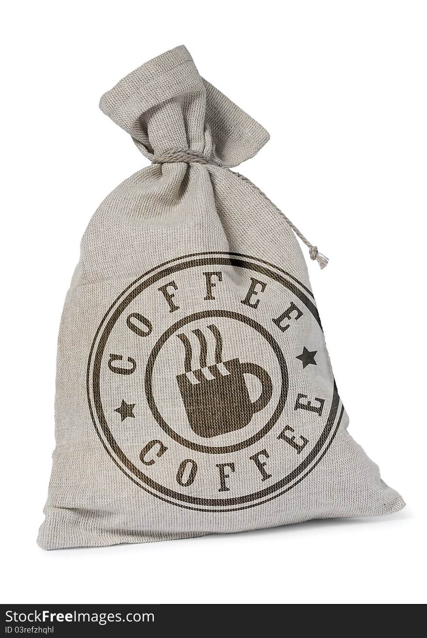 Burlap sack with coffee stamp