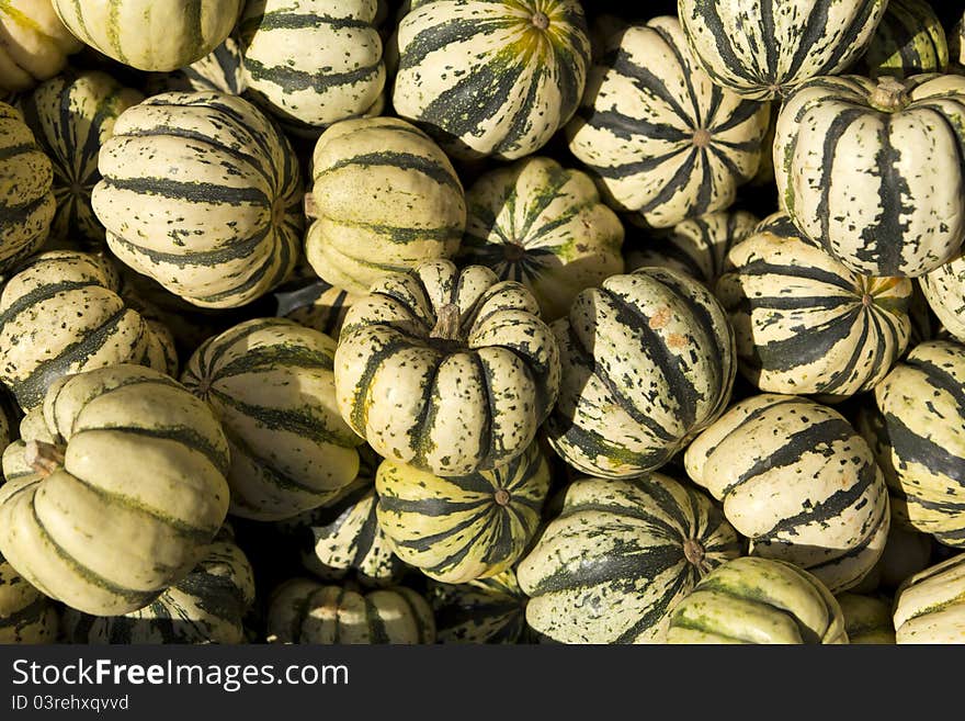 Pile of decorative pumpkins type Halloween.