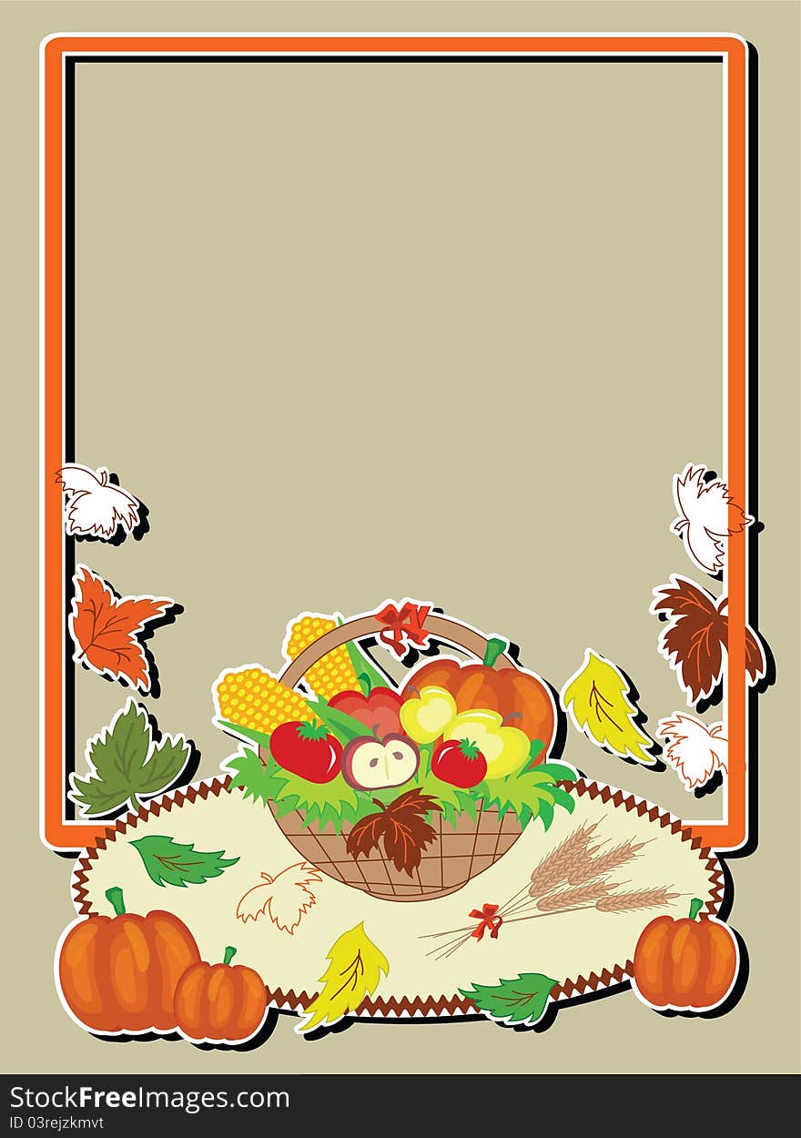 Thanksgiving day:vertical frame on the olive background.