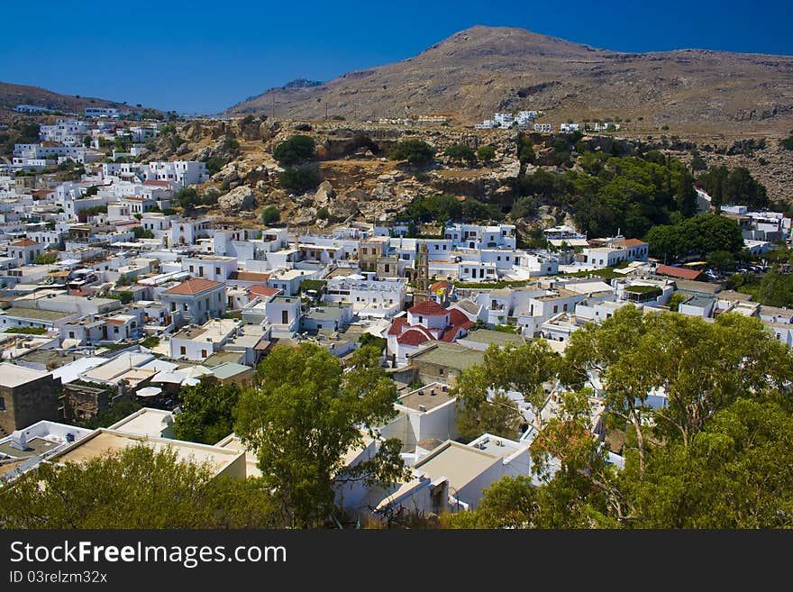 Town as seen from path from Lindos acropolis