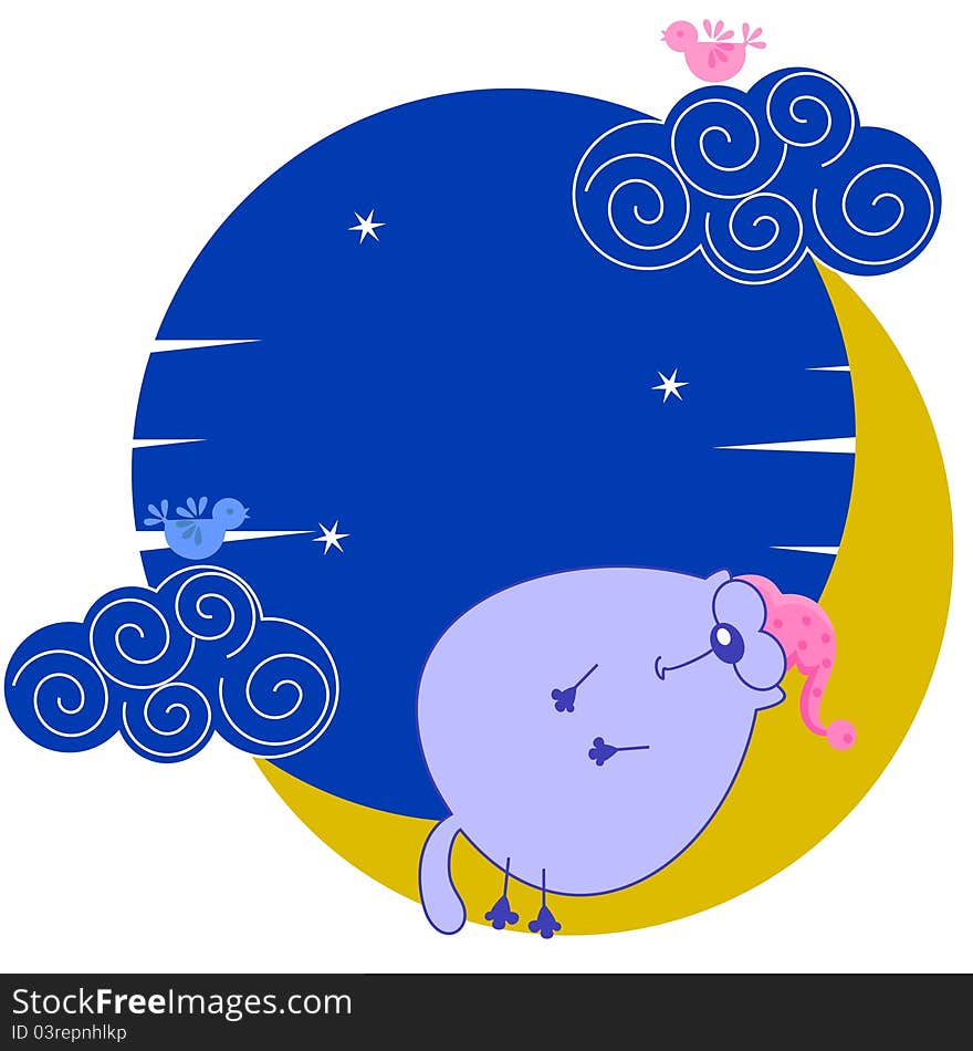 Fat cat sleeping on the moon