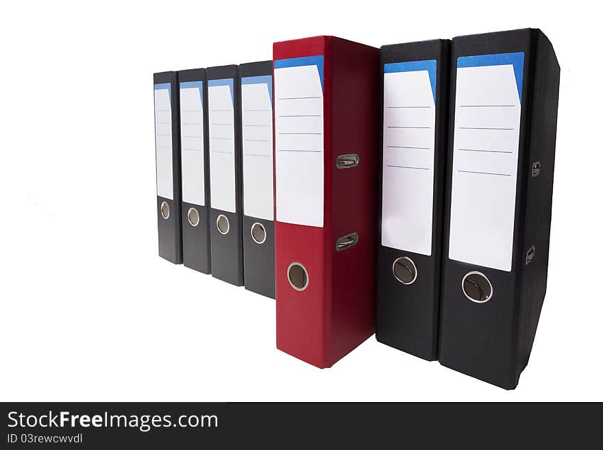 A isolated row of ringbinders. A isolated row of ringbinders