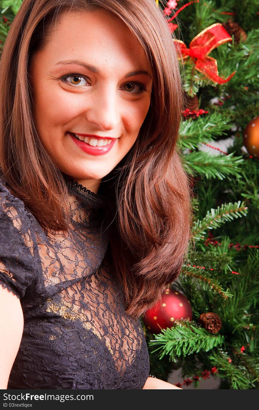 Young  Woman Near A Fir-tree