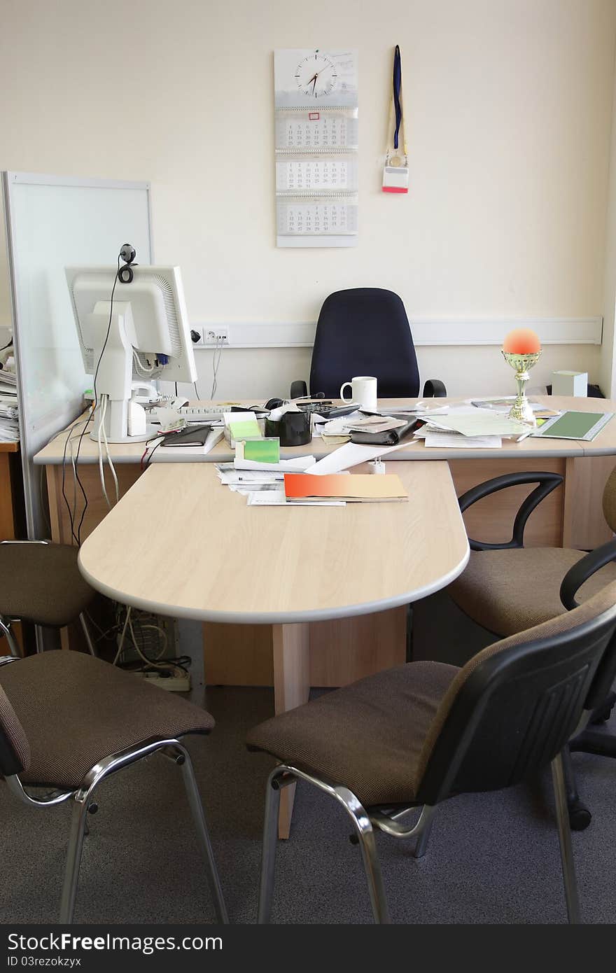 The image of empty office and chief's table