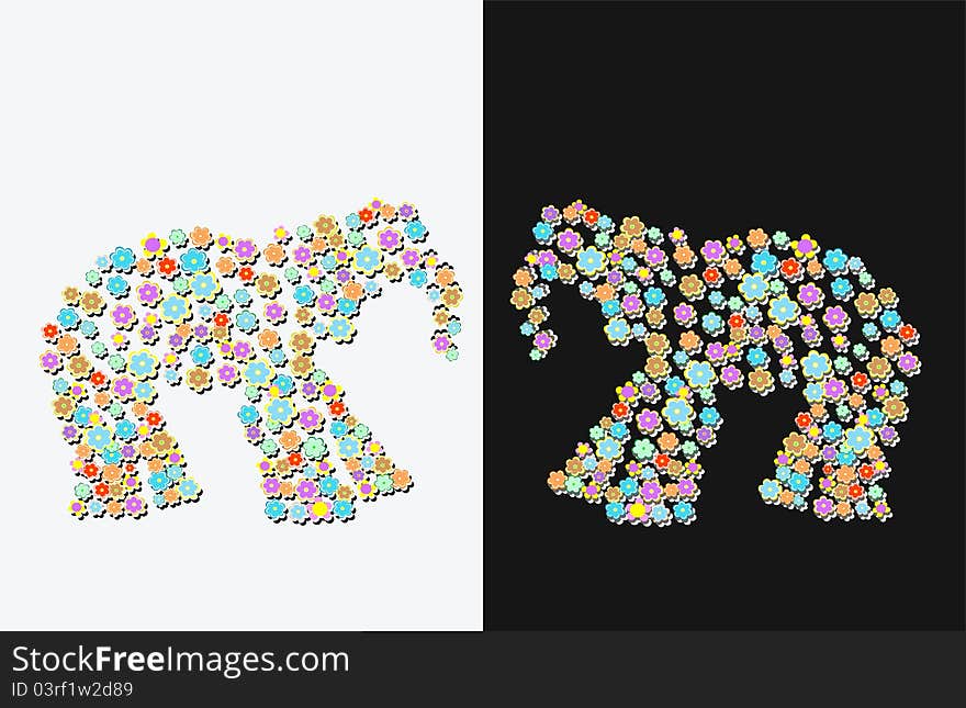 Elephant from different floral elements