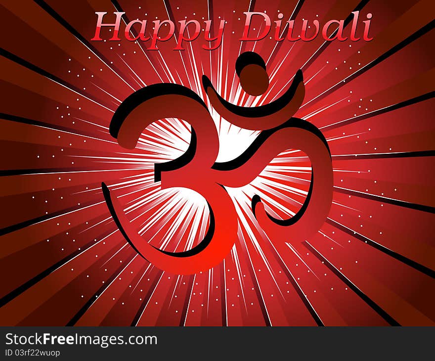 Rays background with isolated aum for happy diwali