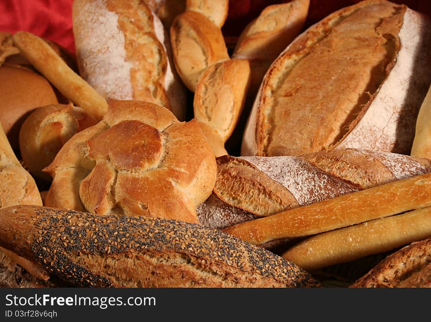 Close up of different kinds of breads. Close up of different kinds of breads