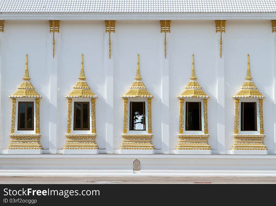 Beautiful Thai art window at wall.