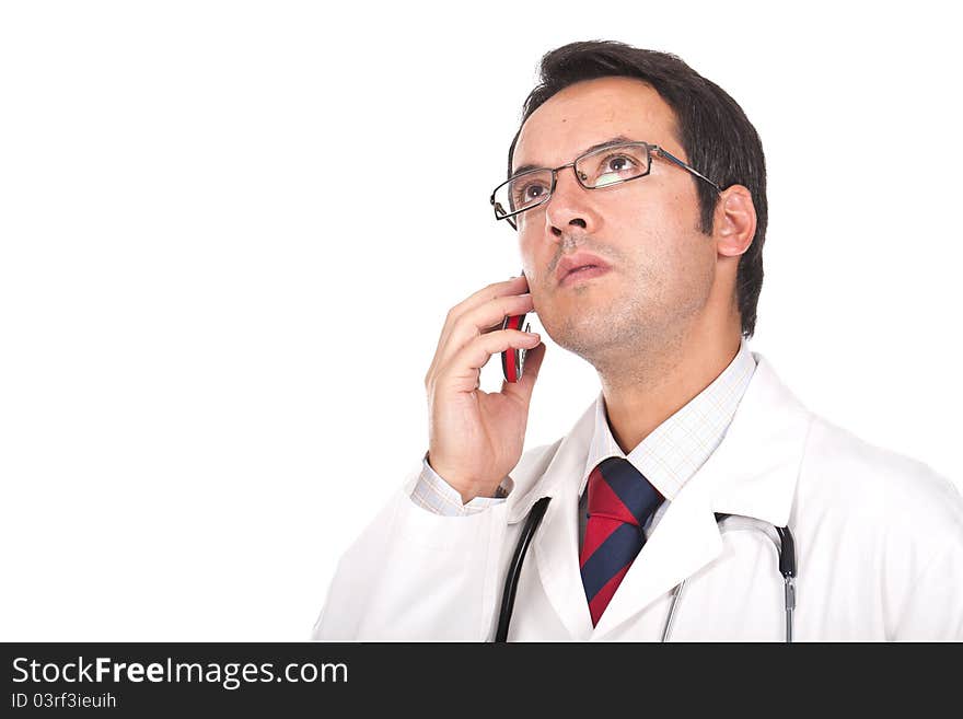 Doctor talking on the phone