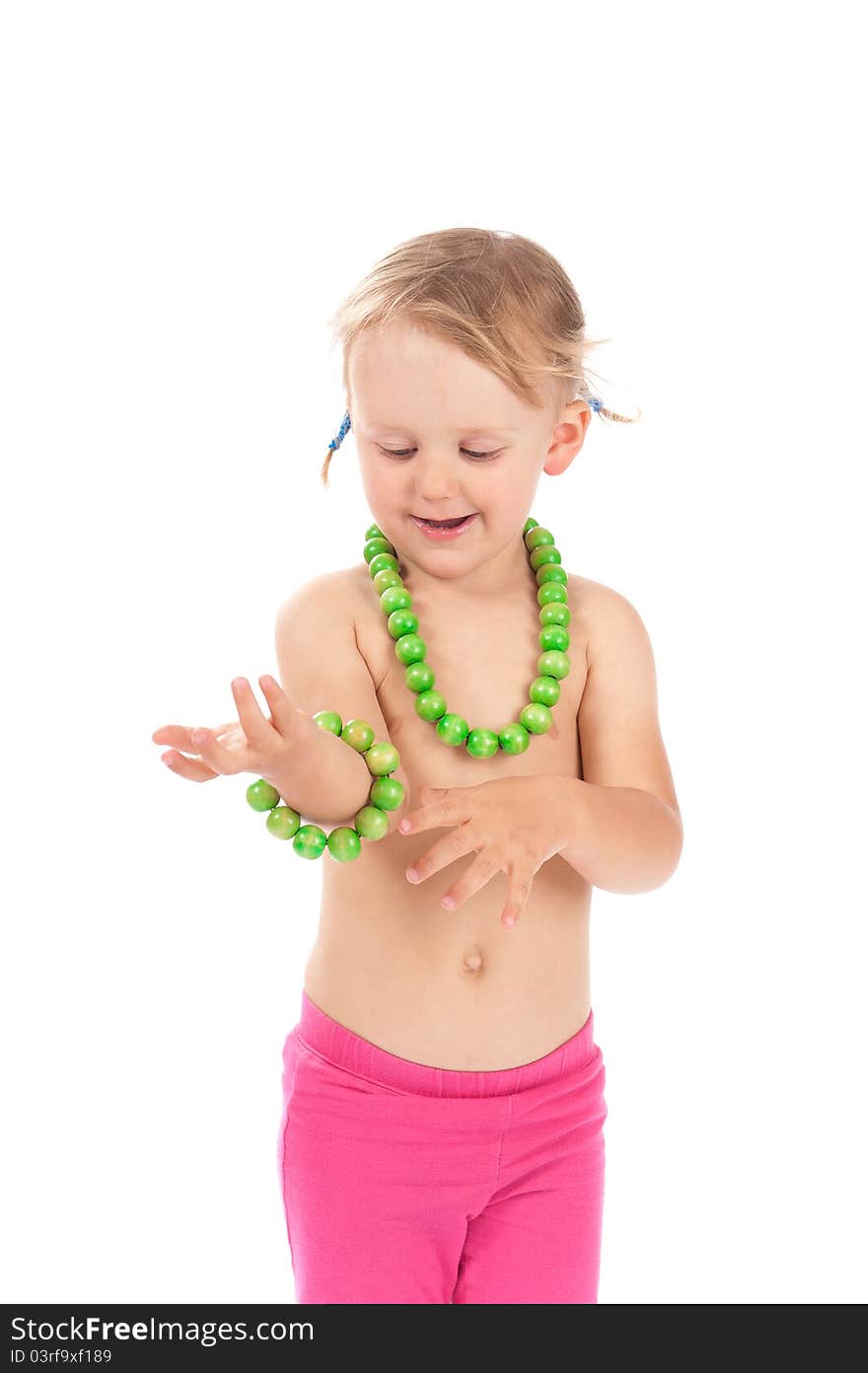 Girl with a necklace and bracelet