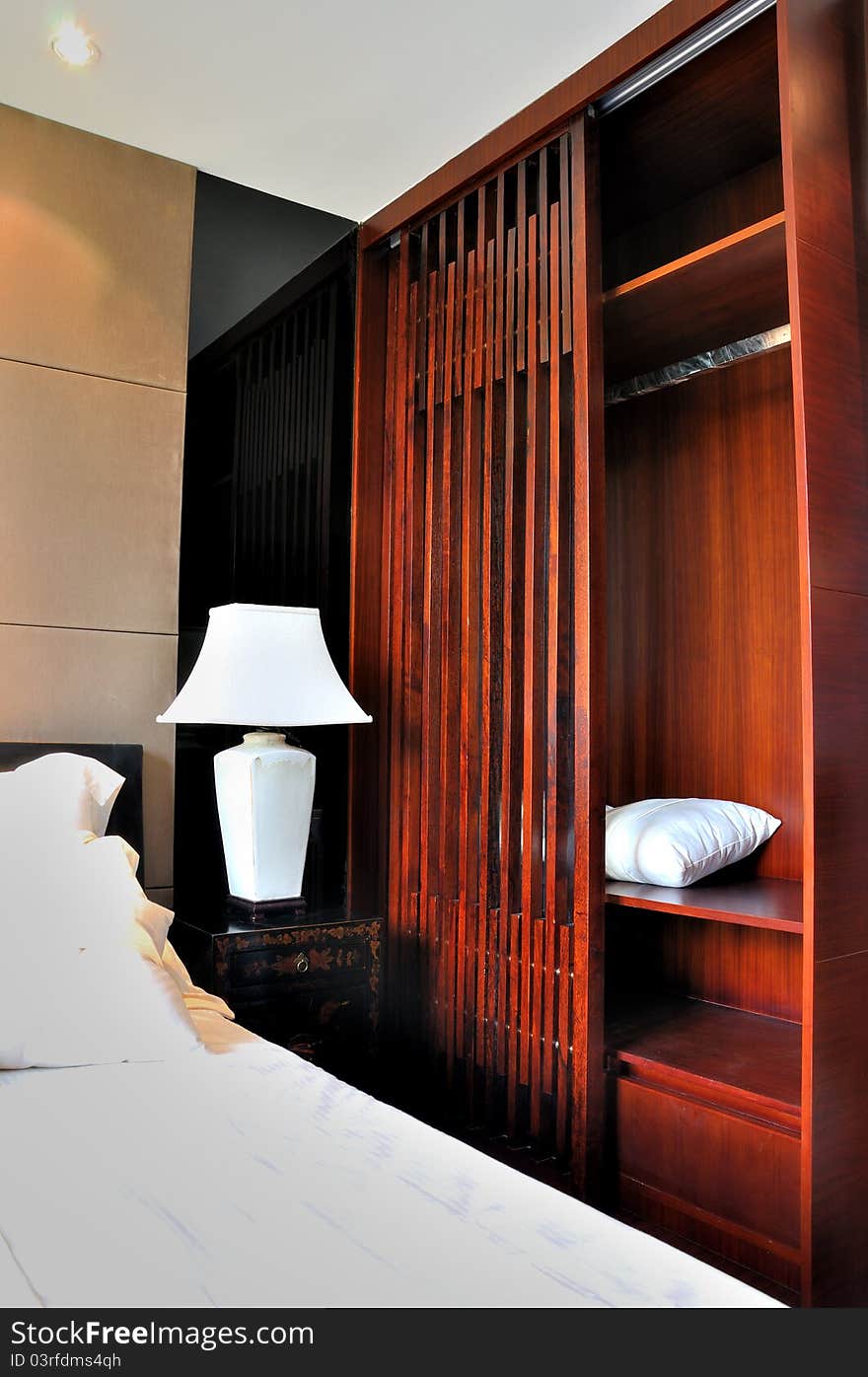 Wooden Decorated Bedroom In Oriental Style