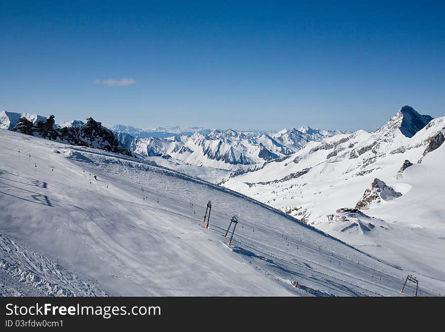 Winter landscape at Hintertux Glacier in Zillertal, Austria. Winter landscape at Hintertux Glacier in Zillertal, Austria.