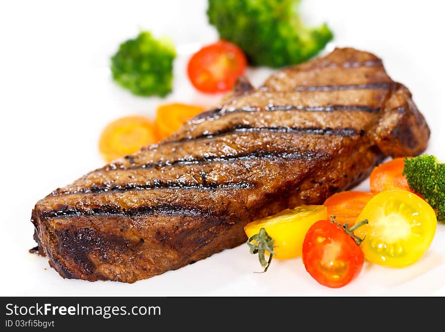 Grilled Gourmet Steak with Broccoli,Cherry Tomato