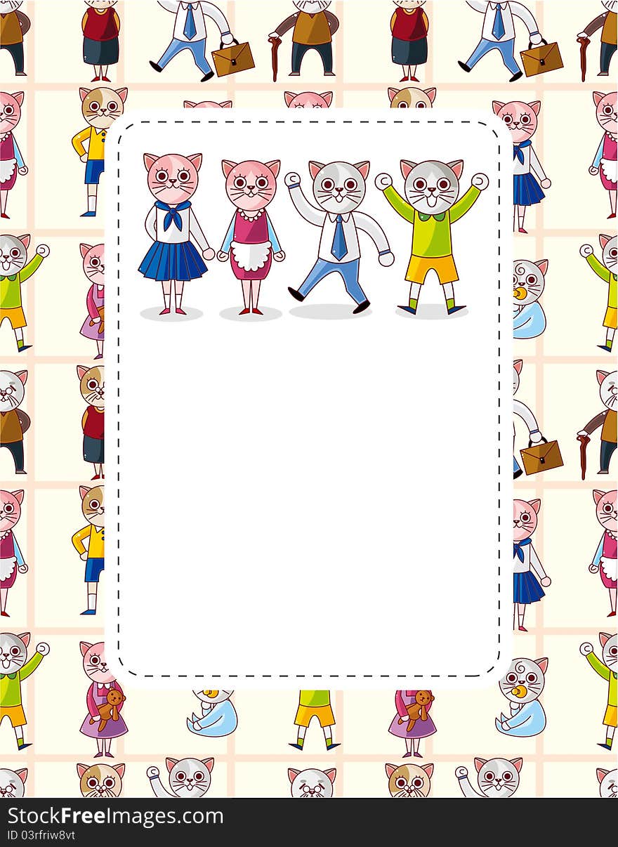 Cartoon cat family card