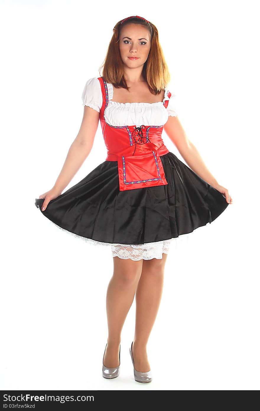 The girl in a traditional Bavarian dress