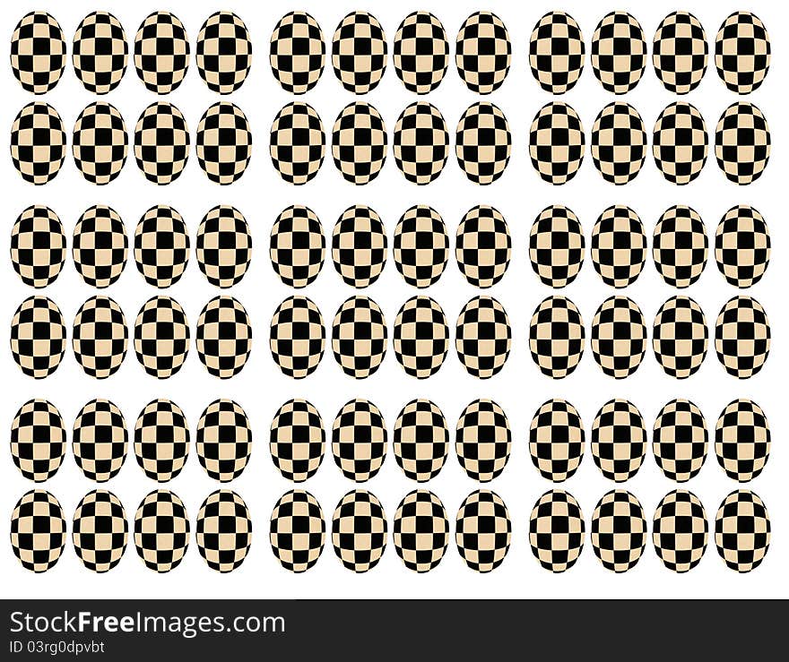 Chessboard transformation in eggs forms isolated on white. Chessboard transformation in eggs forms isolated on white