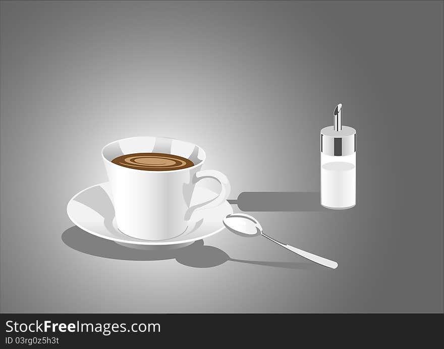 Coffee cup with sugar.Vector illustration. Coffee cup with sugar.Vector illustration.