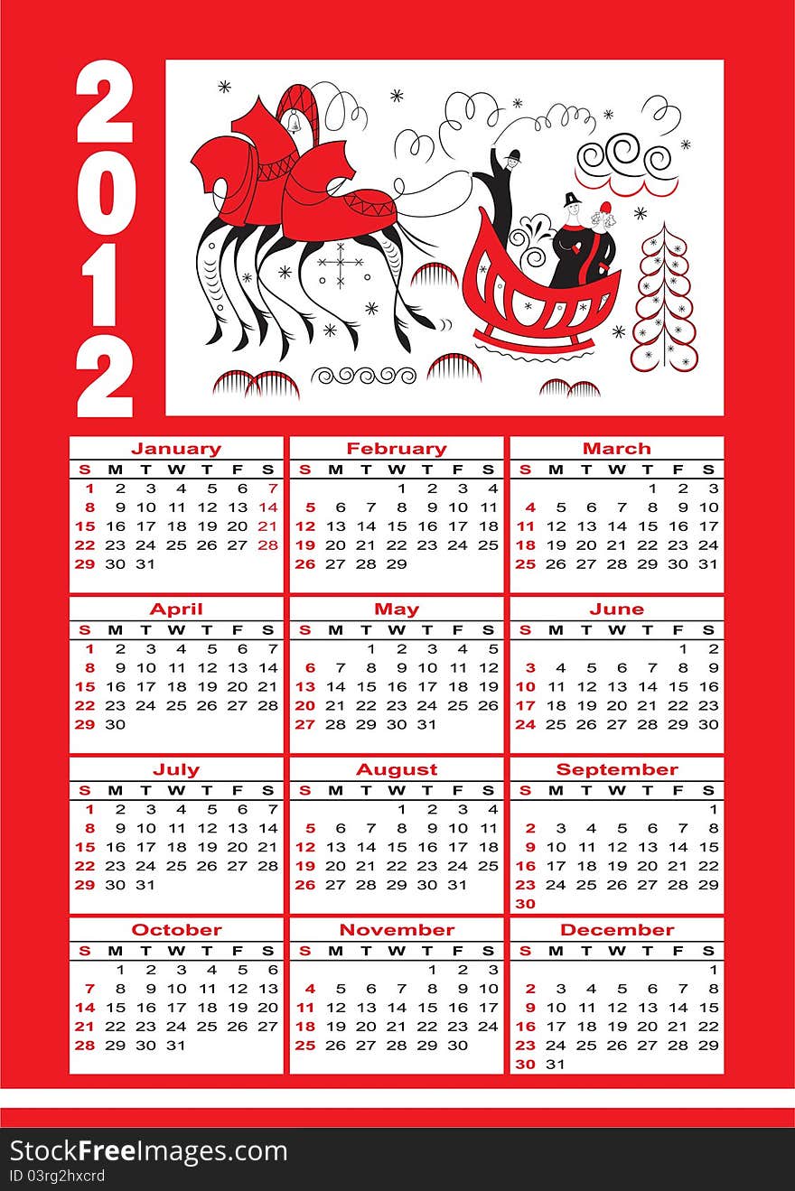 Calendar 2012 in style of Russian  tradition