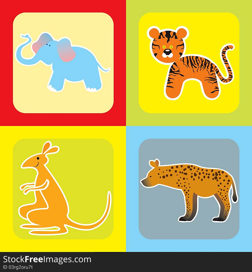 Set of four cute african animals -2