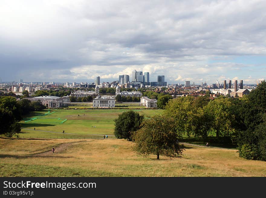 A view of London Docklands from Greenwich