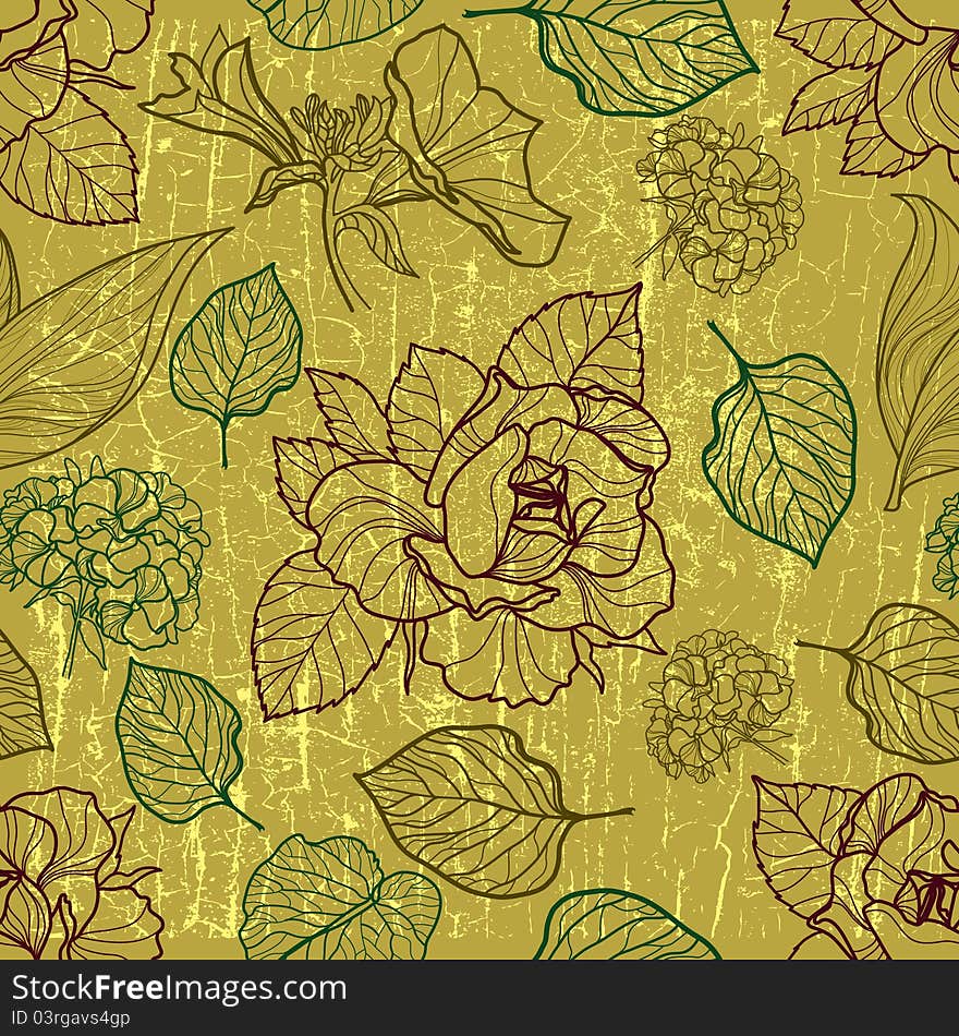 Vector seamless floral pattern with herbarium (from my big Floral collection)