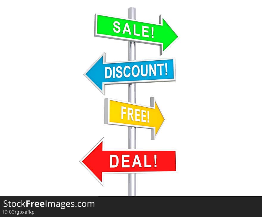 Sale colorful road signs 3d