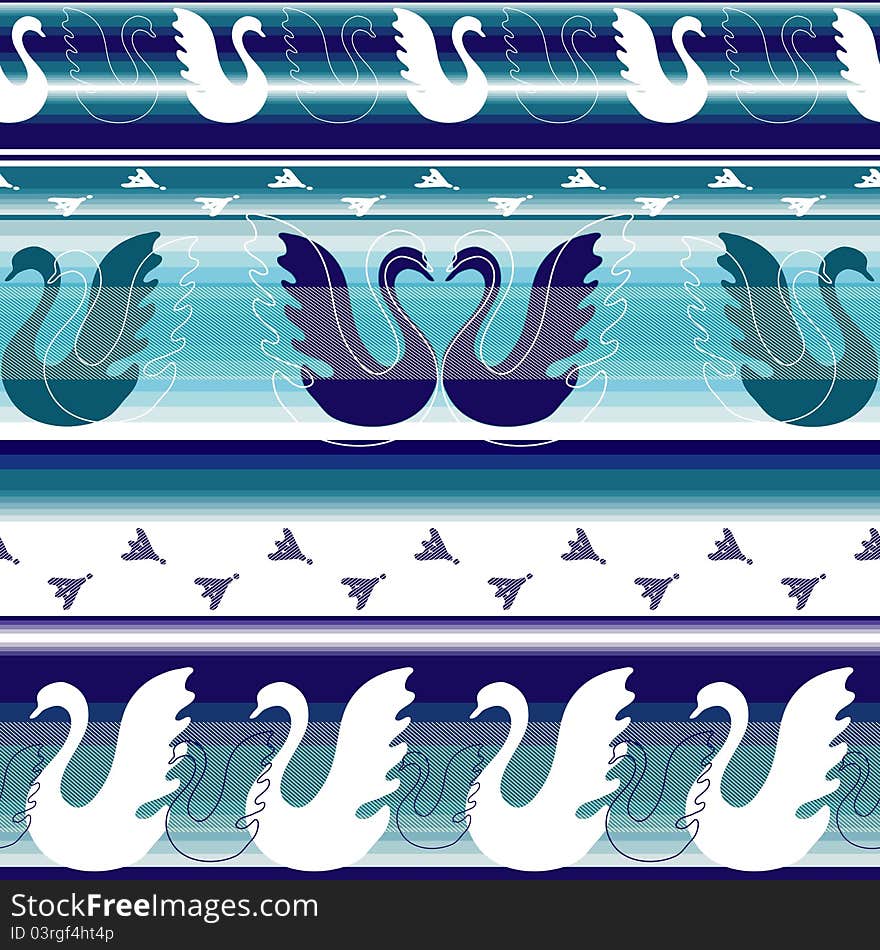 Striped effortless borders with stylized geese and traces