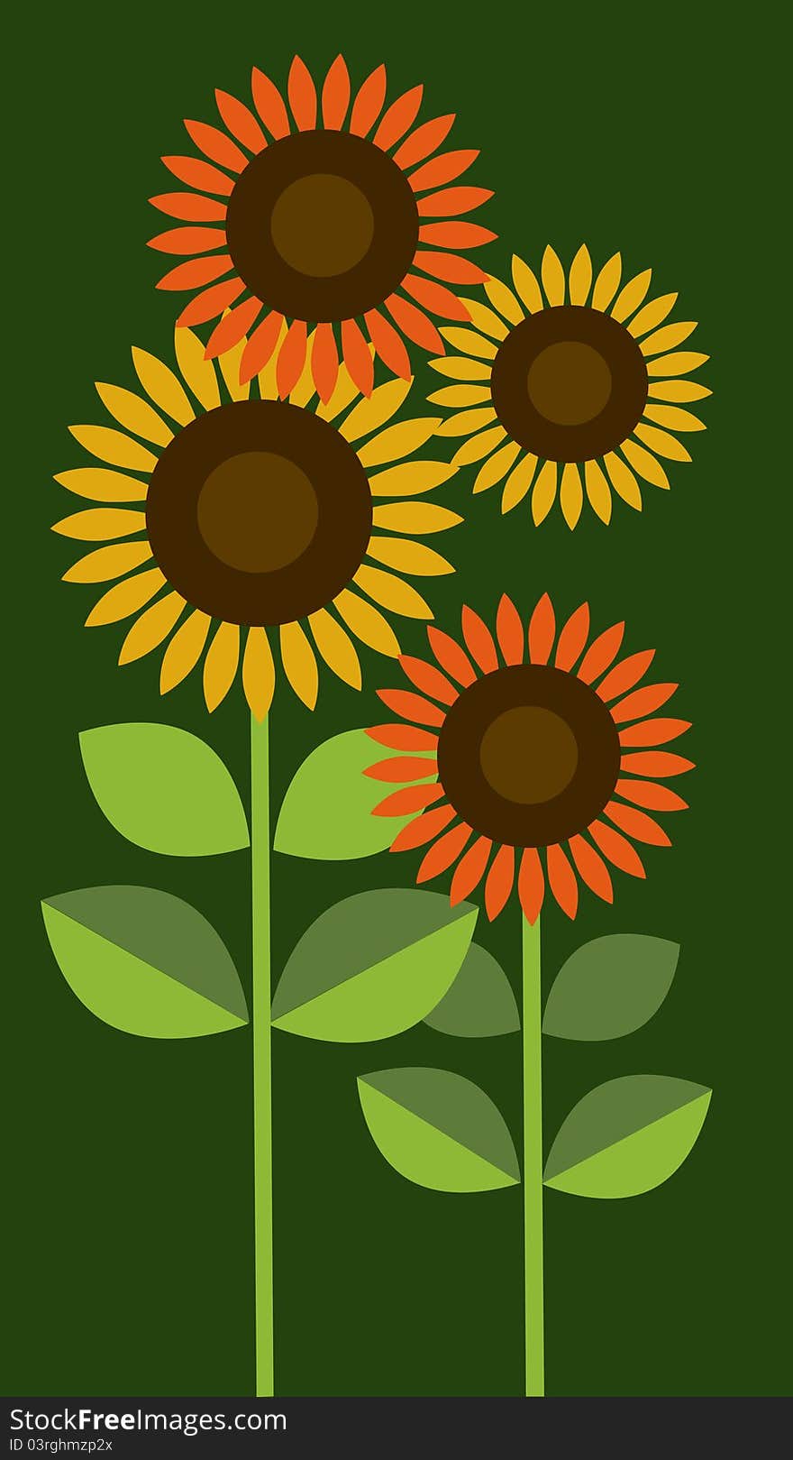 Flowers on green background, vector illustration