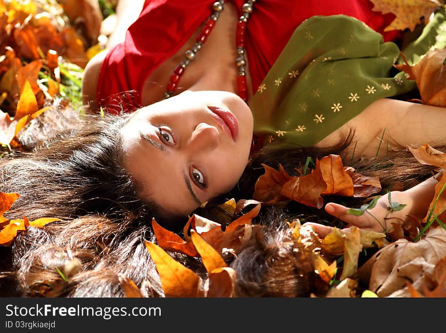 Girl in autumn park