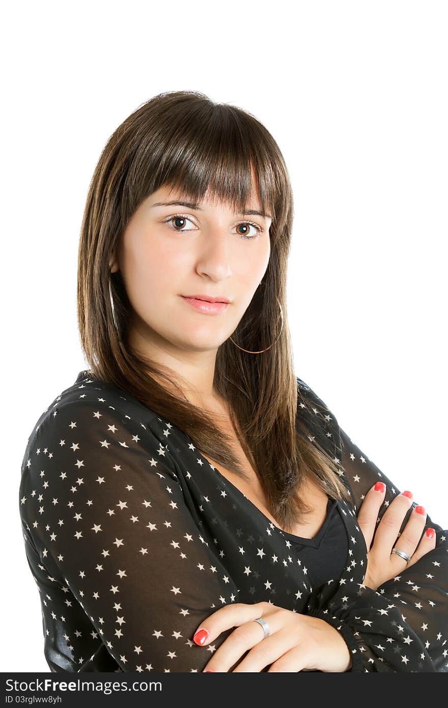 Portrait of girl on a white background