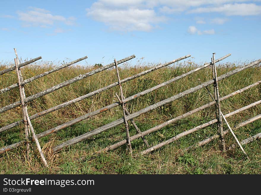 Wooden fence on Kizhi island Russia