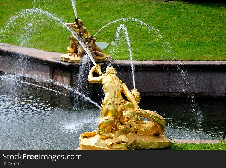 Fountains in Petergof park, Saint-Petersburg, Russia. Fountains in Petergof park, Saint-Petersburg, Russia