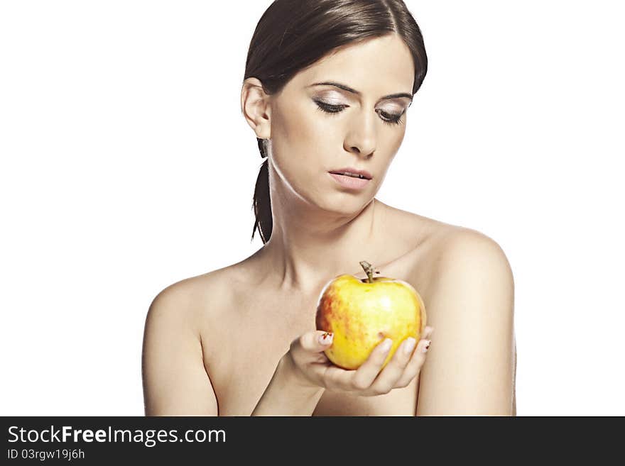 Beautiful woman with an apple