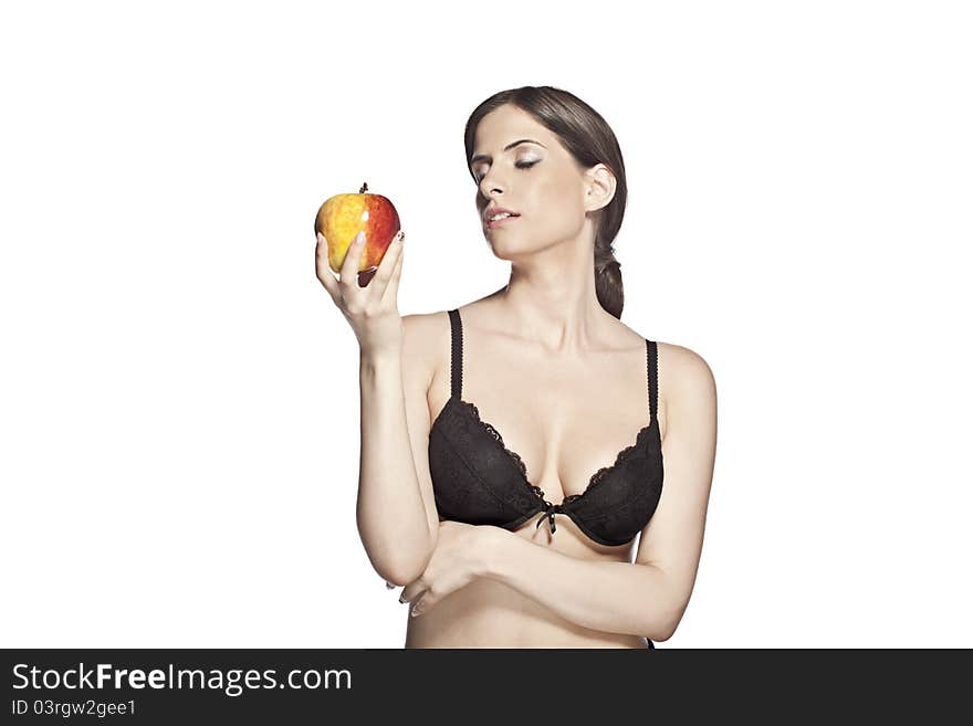 Beautiful Woman Posing With An Apple