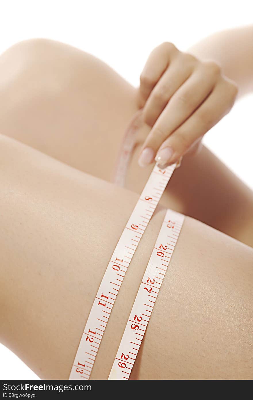 Woman measuring close-up