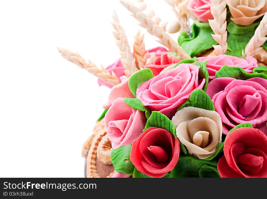 Wedding loaf decorated with roses