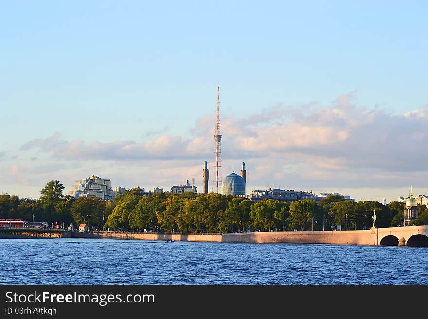 View Of The St.Petersburg. Tower And Mosque.