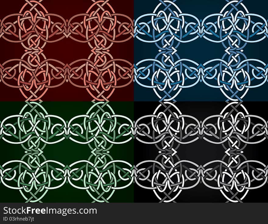 Celtic knotted seamless in four colored variants