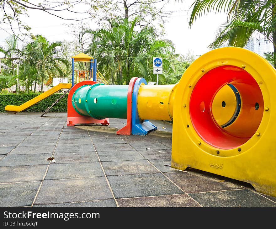 Colorful tube for children in children playground