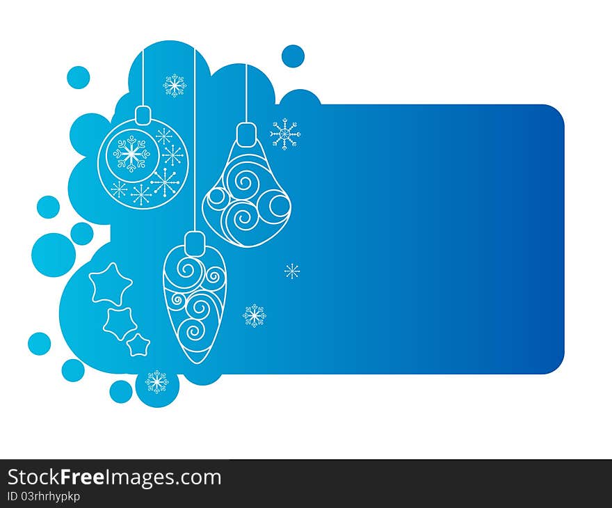 Blue christmas frame with contour decorations. Blue christmas frame with contour decorations