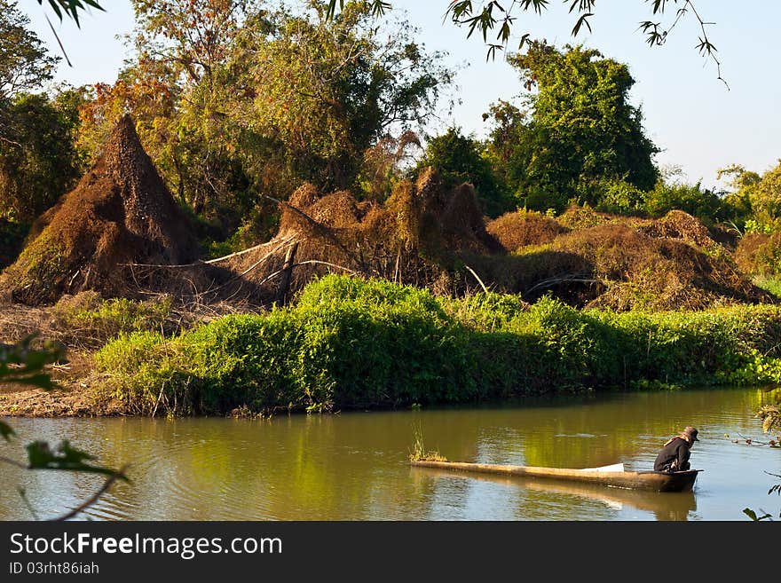 Fisher man in river thai. Fisher man in river thai