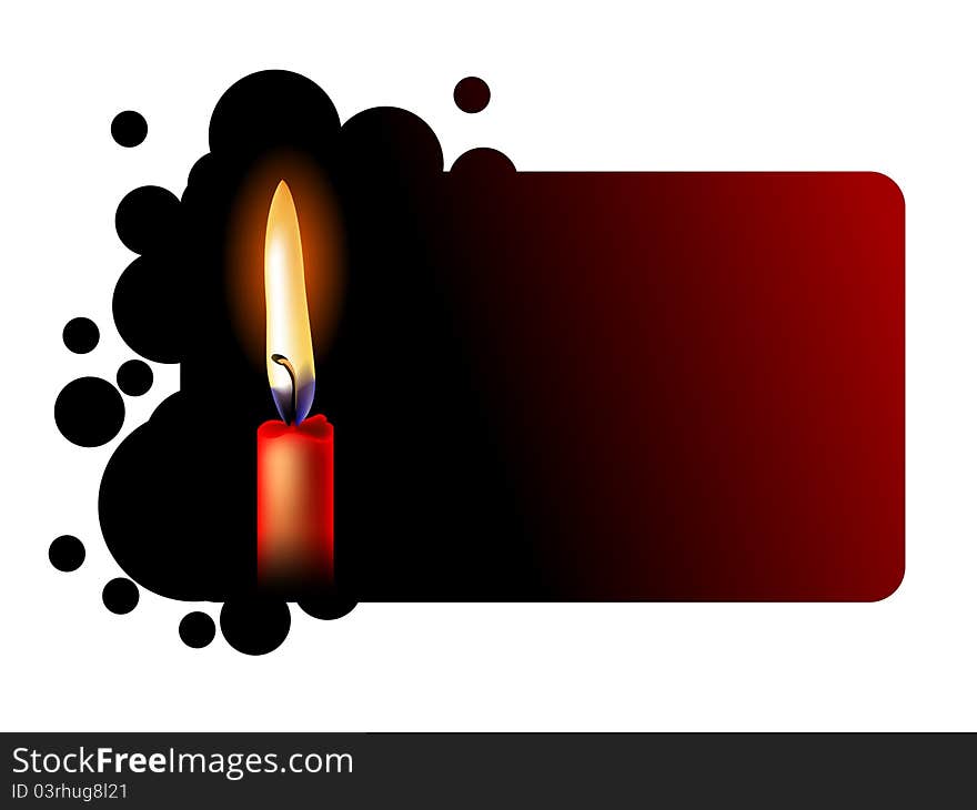 Realistic red candle on black