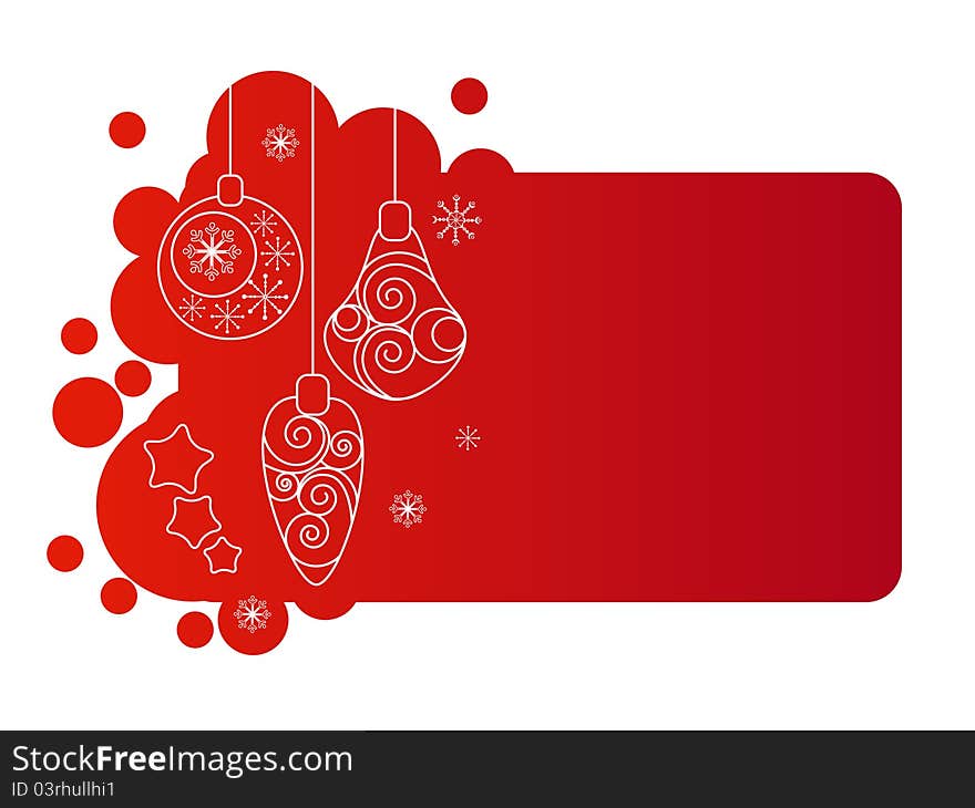 Red Christmas Frame  With Hanging Contour Balls