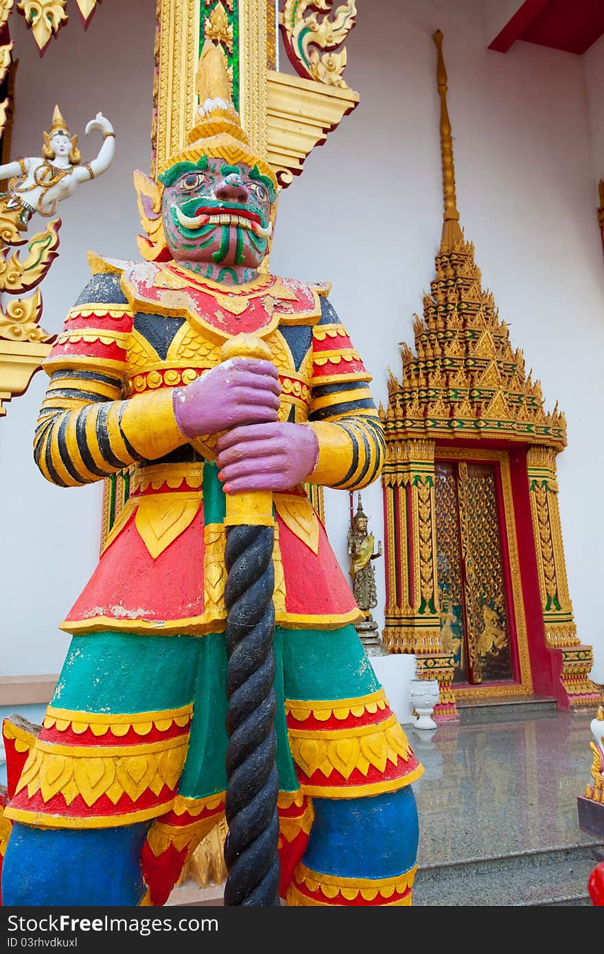 Thai giant in temple Thailand. Thai giant in temple Thailand