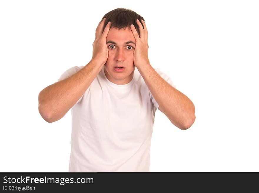 Cute guy posing on a white background. Cute guy posing on a white background