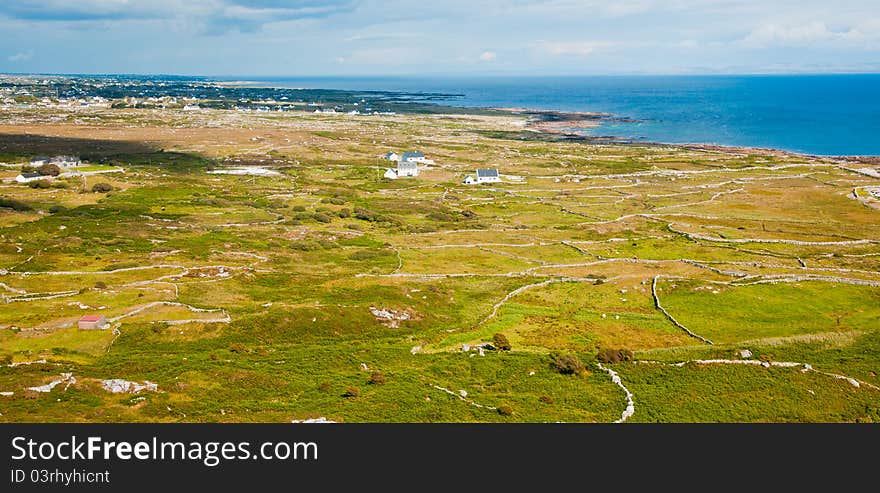 Aerial landscape of Conemara coast, Ireland.